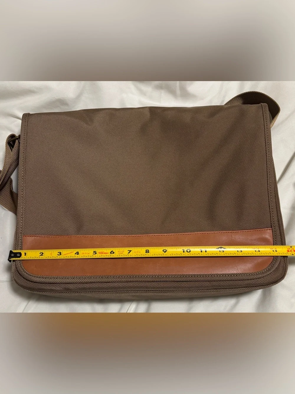 Hartmann Brown Canvas Messenger Bag with Tan Leather Trim